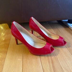 Liz Claiborne - LC Ramona Red Peep-Toe Heels